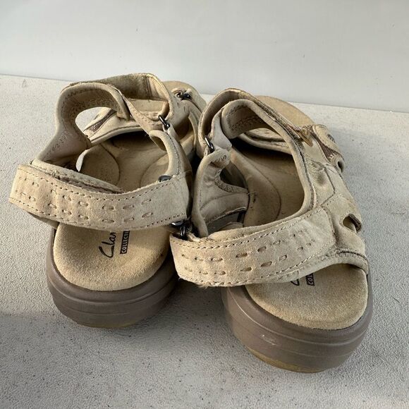 Clarks Collection Sandals Womens 8,5 Adjustable Straps Beige Leather - Picture 5 of 8